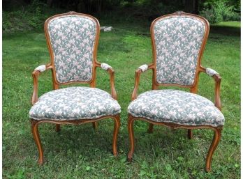 Floral Bergere Chairs Pair