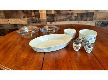 Pyrex Covered Casseroles, Royal Worcester Egg Coddlers, Baking Dishes