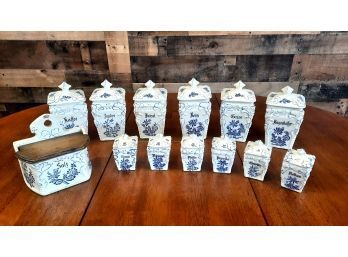 Antique German Canister Set And Spice Jars