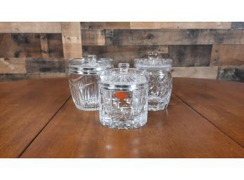 Crystal Storage Jars With Lids, Collection Of Three