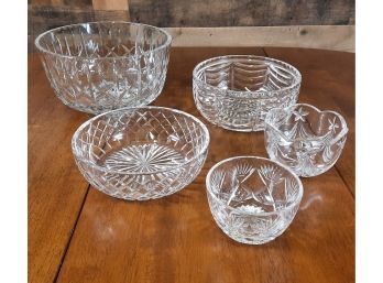 Crystal Serving Bowls, Collection Of Five