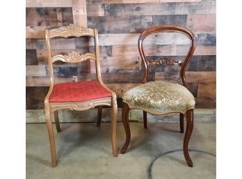 Two Mismatched Antique Accent Chairs