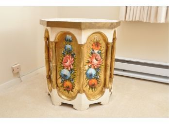 Floral Painted Octagonal Accent Table