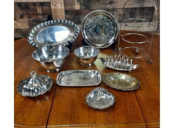 Misc. Silverplate Lot With Tiered Stand