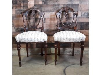 Pair Of Antique Carved Wood Accent Chairs