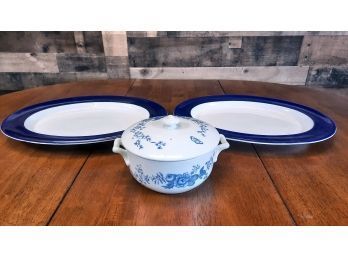 Spode Large Oval Platters And Royal Worcester Covered Casserole