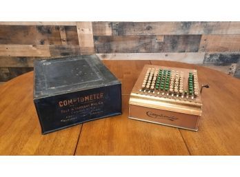 Comptometer Antique Adding Machine With Metal Cover
