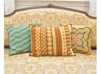 Bargello Crewel Work Vintage Accent Pillows