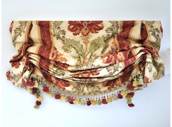 Custom Floral Fabric Roman Shade On Board