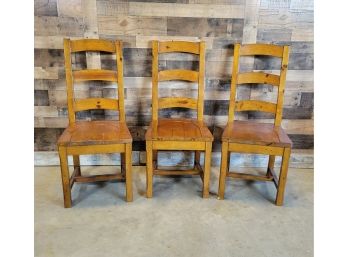 Honey Pine Dining Chairs Set Of Three