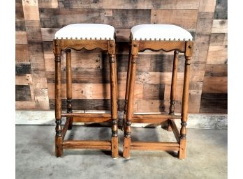 Pair Of Bar Stools Old World Style