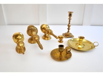Vintage Brass Wall Sconces And Candleholders Odd Lot