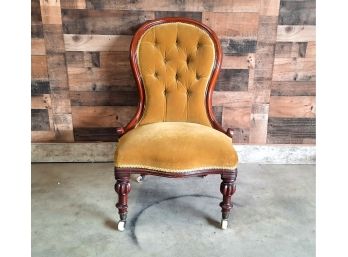 Antique Velvet Tufted Chair Needs Repair/Restoration