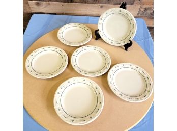 Longaberger Pottery Woven Traditions Green  Lunch Plates Set Of 6