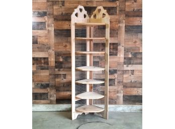 Corner Bookshelf Display Shelf, Country Style With Hearts, 1 Of 2 Available