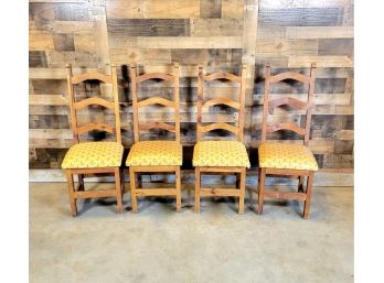 Set Of Four Pine Ladderback Dining Chairs