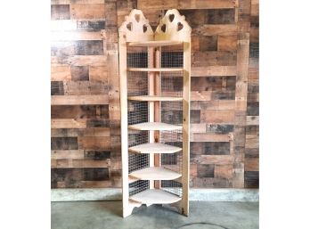 Corner Bookshelf Display Shelf, Country Style With Hearts, 1 Of 2 Available