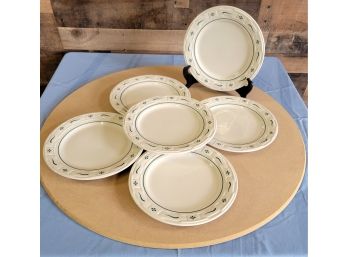 Longaberger Pottery Woven Traditions Green Dinner Plates Set Of 6