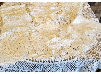 White Crocheted Doilies, Large Lot