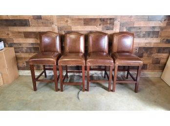 Set Of Four Bonded Leather Counter Stools