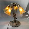 Bronze Lily Light Art Deco Lamp With 5 Trumpet Shades