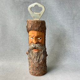 Vintage Hand Carved Wooden Knothead Bottle Opener, German Folk Art