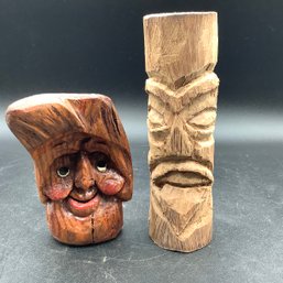 Pair Of Knotheads. Hand Carved German Tree Spirits