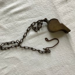 Antique Hortsmann Brass Whistle And Chain