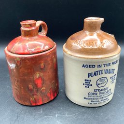 2 Jugs, One Art Pottery One Platte Valley Whiskey