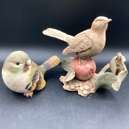 Signed Mann Ceramic Bird Figurines,  Set Of 2
