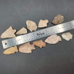 10 Authentic Indian Arrowheads