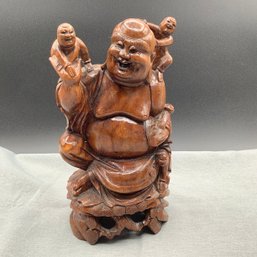 Chinese Carved Wood Buddha & Hehe Erxian Twins