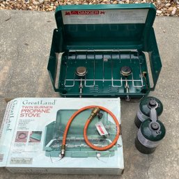 Twin Burner Camping Stove With Propane Tanks