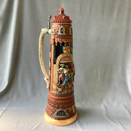 25 Inch Tall Werner Cornelius WC 1113 Beer Stein From West Germany Featuring Medieval Kinight And Castle