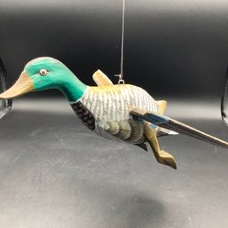 Hanging Wooden Duck - Appears In Flight