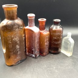 Collection Of 6 Antique Bottles, Jergens, Trimmer, Dr. Hayes, Liquozone