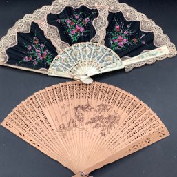 Pair Of Chinese Folding Hand Fans