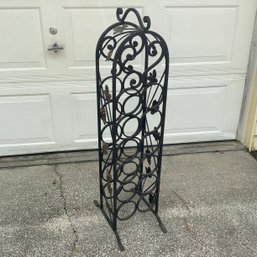 Tall Metal Wine Rack, Ivy And Grape Design Woven On Sides