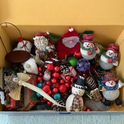 Mix Lot Of Christmas Items, Ornaments, Blown Glass Ornaments, Snowmen And More