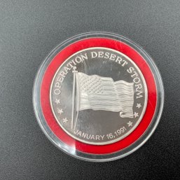 1991 Commemorative 'Operation Desert Storm' Coin 1 Oz Solid Silver