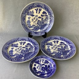 Antique Blue And White Plates Made In Japan