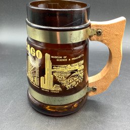 Vintage Chicago Amber Glass Souvenir Beer Mug, Ca 1970s