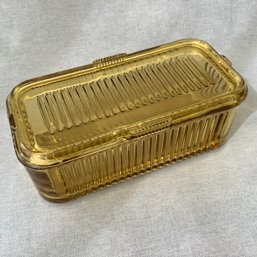 Vintage Amber Lidded Refrigerator Dish