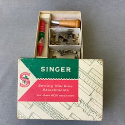 Vintage Mid Century Singer Sewing Attachments In Original Box