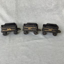 3 Cast Iron Toy Train Cargo Cars