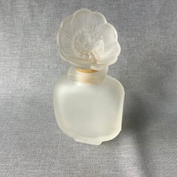 Satin Glass Perfume Bottle Made In France, Floral Stopper