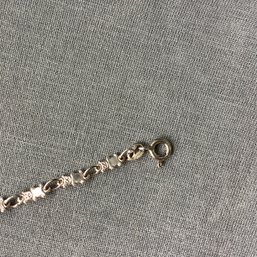 925 Sterling Silver Linked Teddy Bear Bracelet, 7 Inch