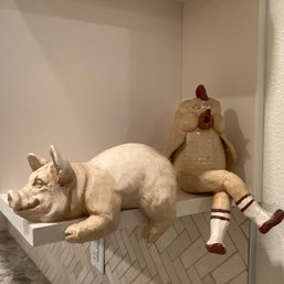Chicken And Pig Pottery Wall Shelf Huggers