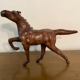 Vintage Leather Horse Statue. 15 Inch X 12 Inch