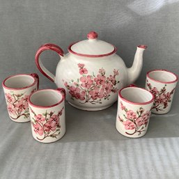Giovanni Vietri Designed And Signed Tea Pot And Cup Set, Italy